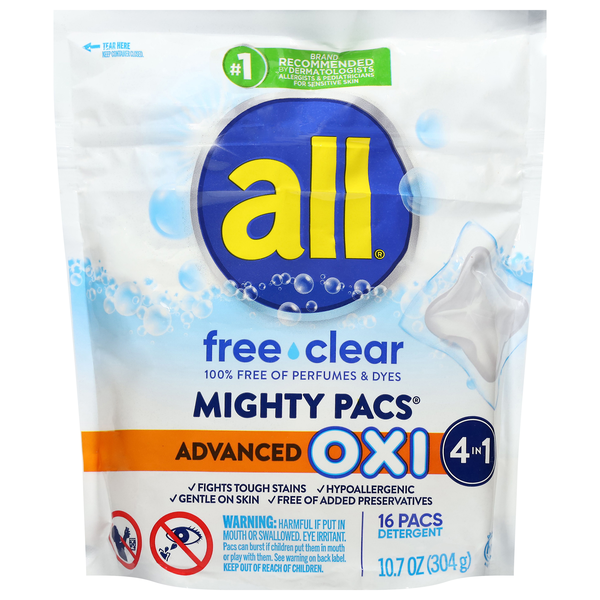 all Free & Clear 4-in-1 Mighty Pacs Laundry Detergent - 16 ct
