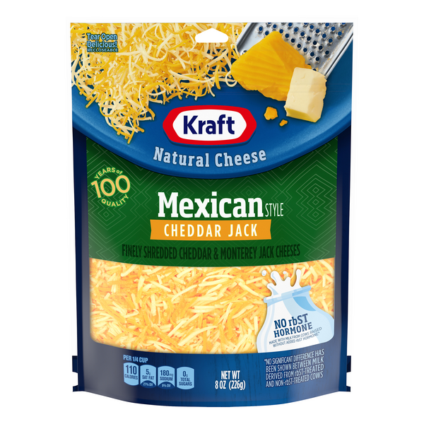 Save on Kraft Mexican Style Cheddar Jack Cheese Finely Shredded Natural