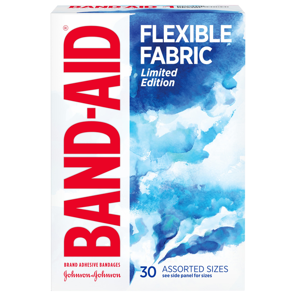 Band-Aid Brand Flexible Fabric Adhesive Bandages Watercolor Assorted Sizes