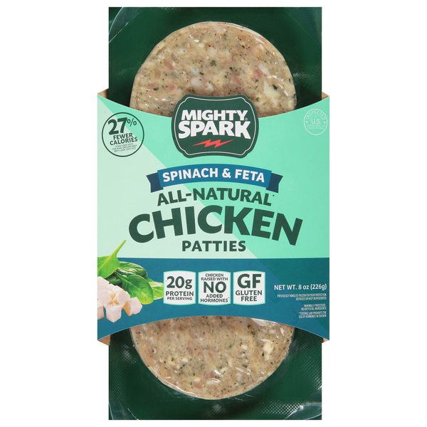 Mighty Spark All Natural Spinach & Feta Chicken Patties - 2 ct