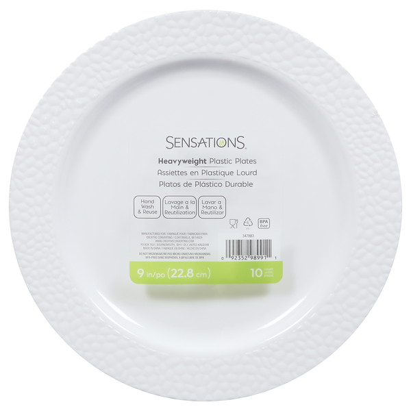 Sensations White Pebble Heavyweight Plastic Plates 9 Inch
