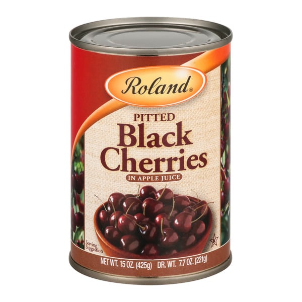 Roland Pitted Black Cherries in Apple Juice