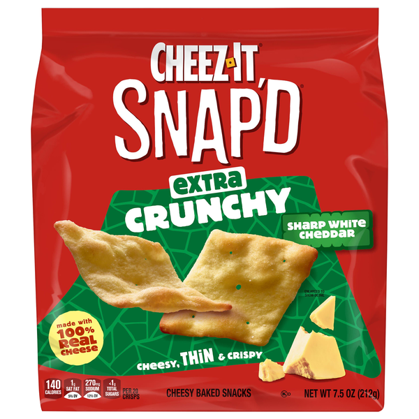 Cheez-It Snap'd Sharp White Cheddar Cheesy Baked Crackers