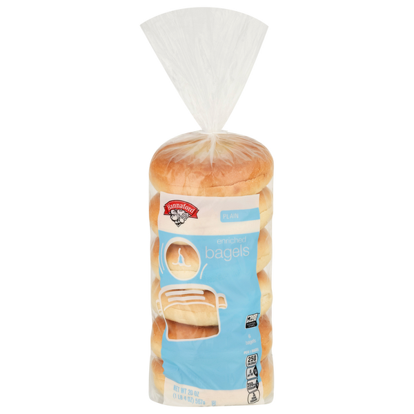 Hannaford Enriched Plain Bagels - 6 ct