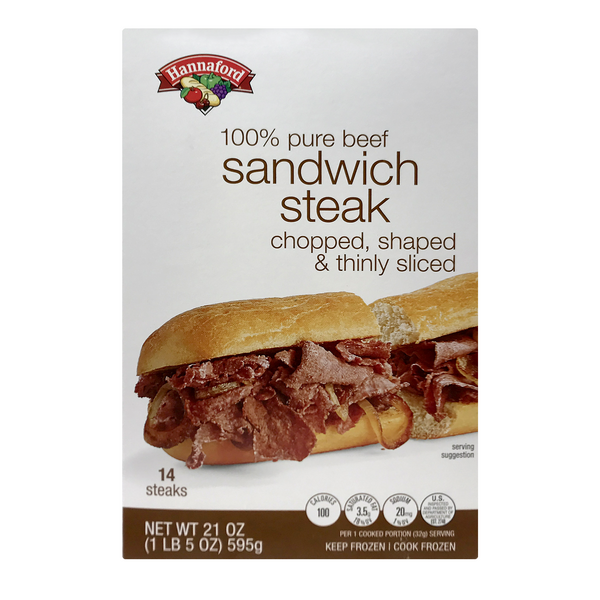 Hannaford 100% Pure Beef Sandwich Steaks - 14 ct Frozen