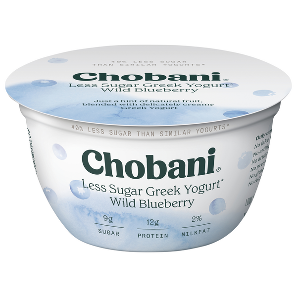 Save on Chobani Less Sugar Greek Yogurt Wild Blueberry Order Online