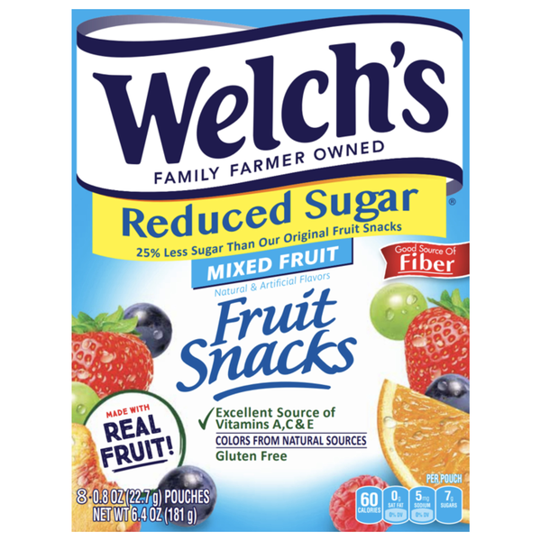 Welch's Fruit Snacks Mixed Fruit Reduced Sugar - 8 ct