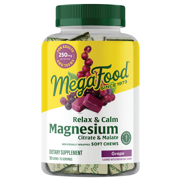 Mega Foods Relax + Calm Grape Flavor Magnesium Softchews