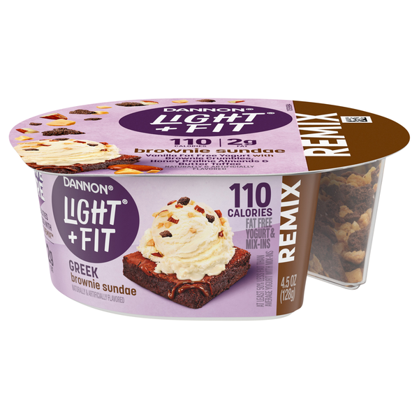 Dannon Light + Fit REMIX Brownie Sundae Vanilla Non Fat Greek Yogurt Cup