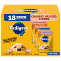 PEDIGREE Chopped Ground Dinner Variety Pack Wet Dog Food Pouch - 18 ct