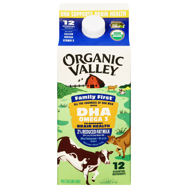 Organic Valley Family First DHA Omega-3 2% Reduced Fat Milk