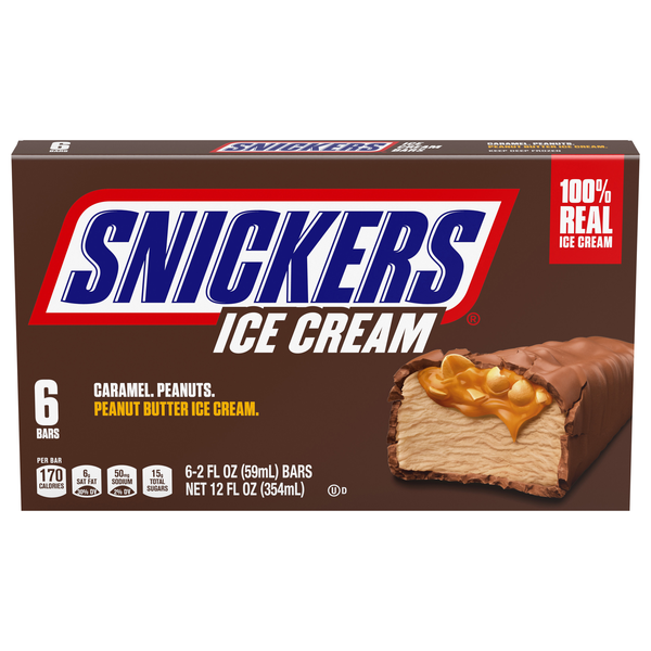 SNICKERS Peanut Butter Ice Cream Bars - 6 ct