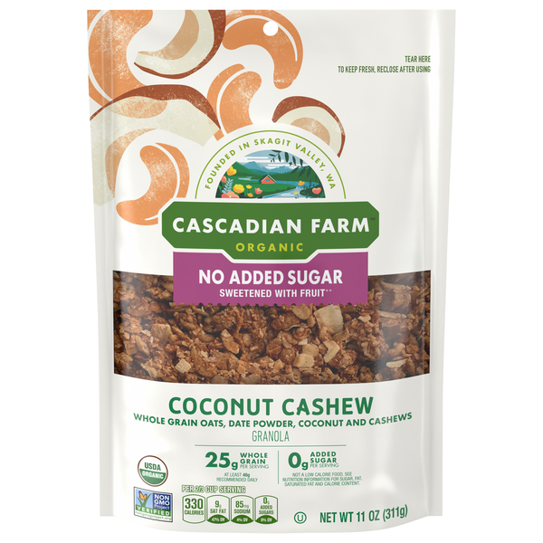 Cascadian Farm Organic No Added Sugar Coconut Cashew Granola