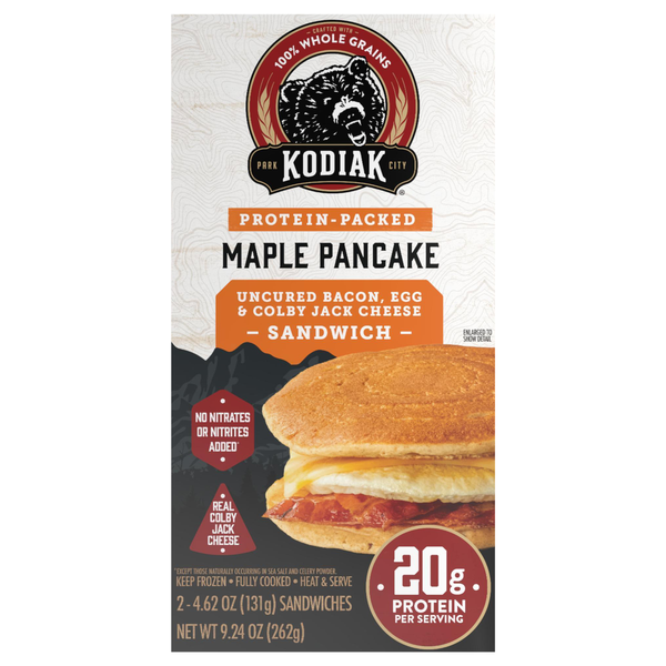 Kodiak Protein-Packed Maple Pancake Bacon Egg & Colby Jack Sandwich - 2 ct