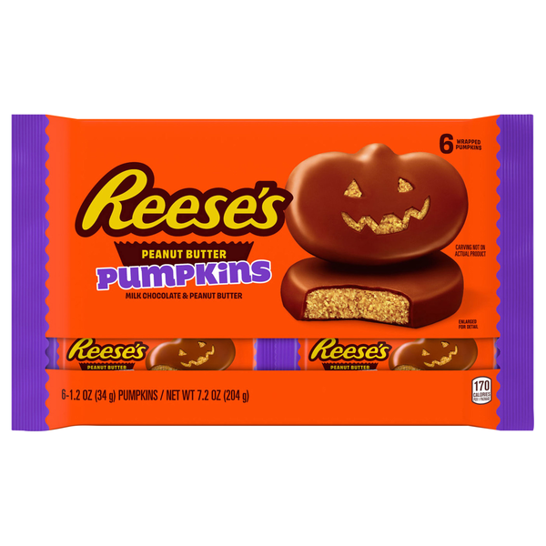 Reese's Pumpkins Milk Chocolate Peanut Butter Halloween Candy Cups - 6 ct