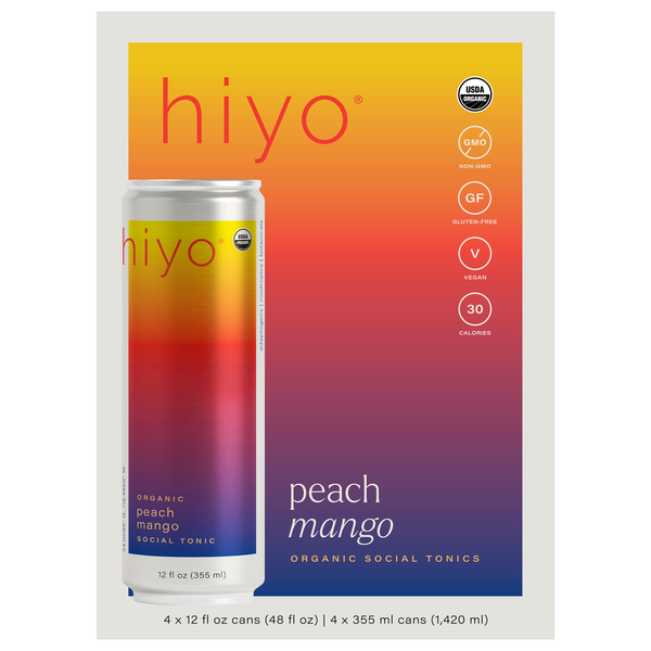 Hiyo Organic Peach Mango Social Tonic - 4 pk