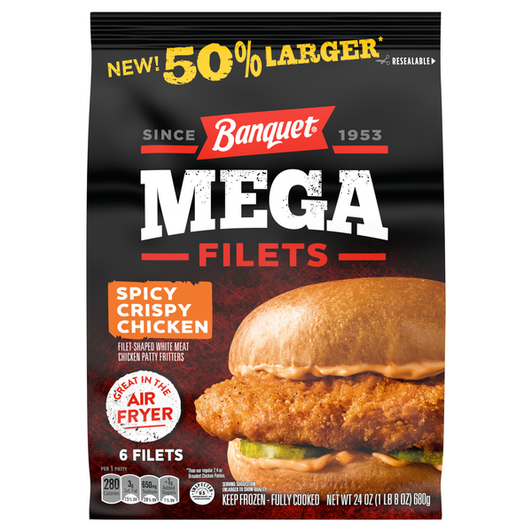 Banquet MEGA Spicy Crispy Chicken Filets - 6 ct Frozen