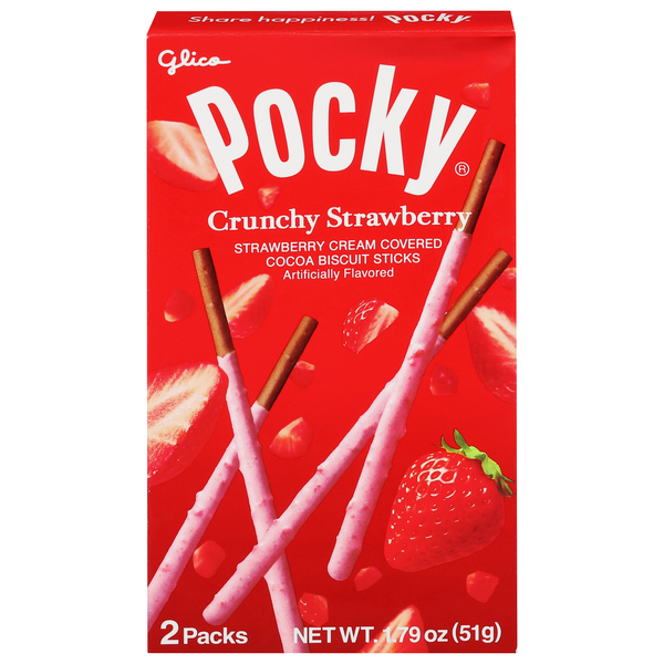 Glico Pocky Crunchy Strawberry Biscuit Sticks- 2 ct