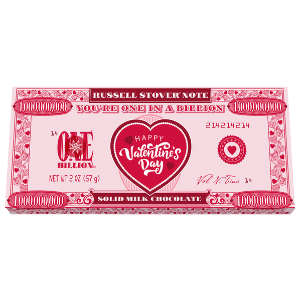 Russell Stover One In A Billion Solid Milk Chocolate Valentine's Day Candy