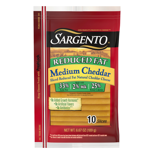 Save on Sargento Cheddar Cheese Medium Reduced Fat Slices 10 ct Order