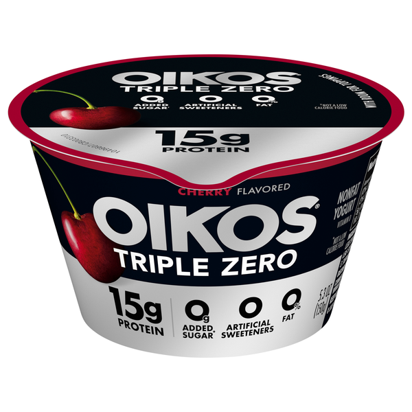 Oikos Triple Zero 15g Protein Non Fat Cherry Blended Greek Yogurt Cup