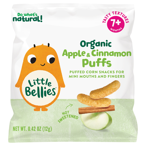 Little Bellies Organic Apple & Cinnamon Puffs Corn Snacks 7+ Months