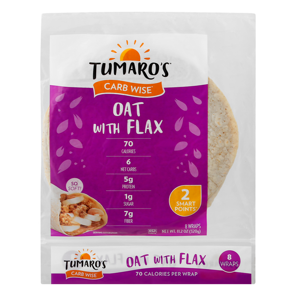 Save on Tumaro's Wraps Oat with Flax LowinCarb 8 ct Order Online