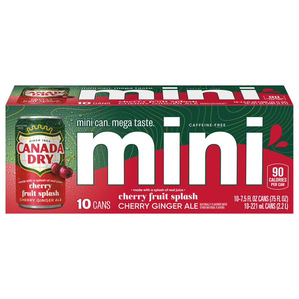 Canada Dry Mini Fruit Splash Cherry Ginger Ale Soda - 10 pk