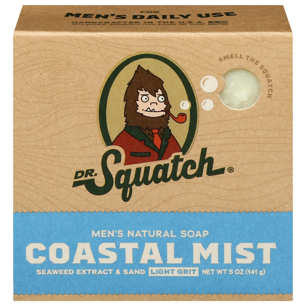 Dr. Squatch Men's Natural Light Grit Coastal Mist Soap Bar