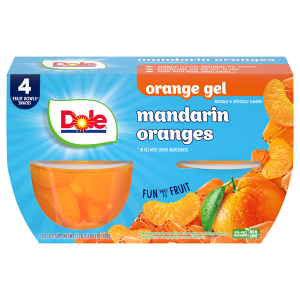 Dole Mandarins Oranges Fruit Cups in Gel - 4 ct