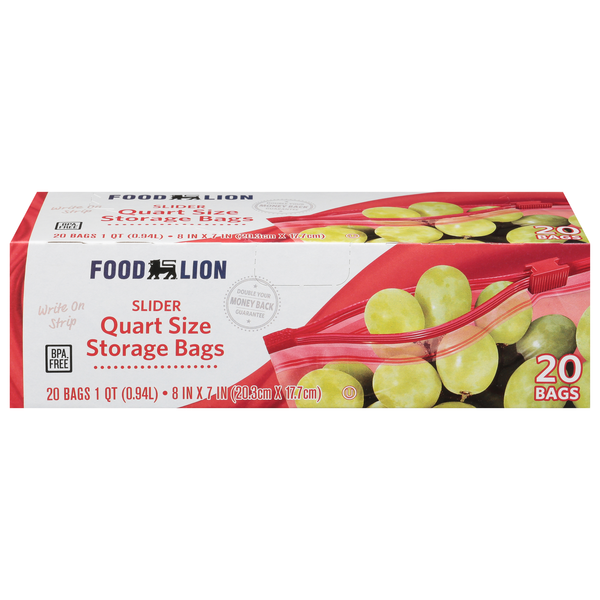 Food Lion Slider Quart Size Storage Bags