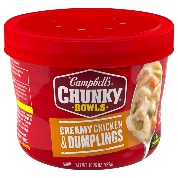Campbell's Chunky Creamy Chicken & Dumplings Soup Microwavable Bowl