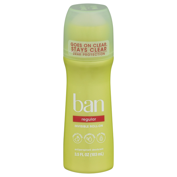 Ban Regular Antiperspirant Deodorant Invisible Roll-On
