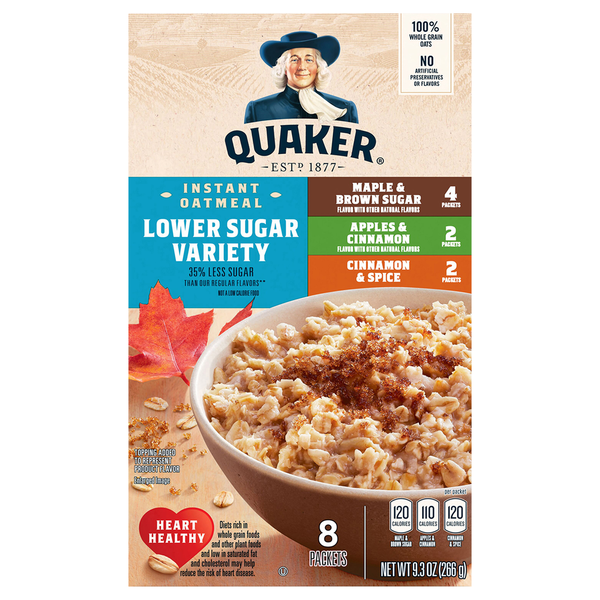 Quaker Lower Sugar Variety Instant Oatmeal - 8 ct