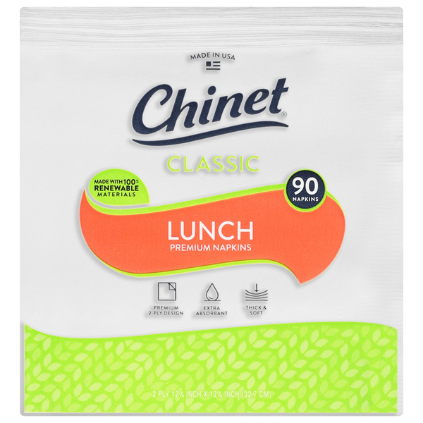 Chinet Premium All Lunch Napkins 2-Ply Classic White