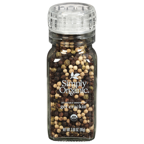 Simply Organic Get Crackin' Peppercorn Mix Adjustable Grinder