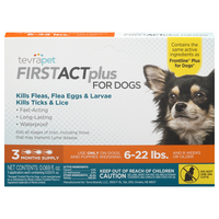 TevraPet FirstAct Plus for Dogs Flea & Ticks Prevention 6-22 lbs - 3 ct