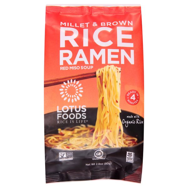 Lotus Foods Gluten Free Millet & Brown Rice Ramen Noodle Red Miso Soup