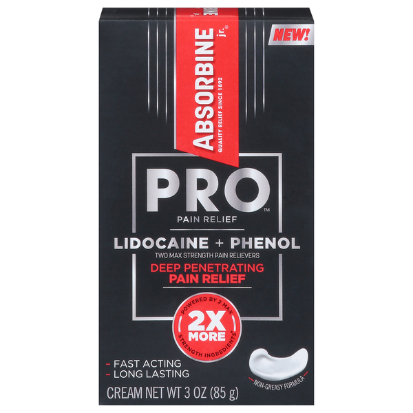 Absorbine Jr. Pro Lidocaine + Phenol 2 Max Strength Pain Relief Cream