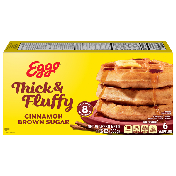 Eggo Thick & Fluffy Cinnamon Brown Sugar Belgian Waffles - 6 ct