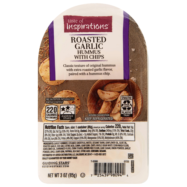 Taste of Inspirations Roasted Garlic Hummus with Chips