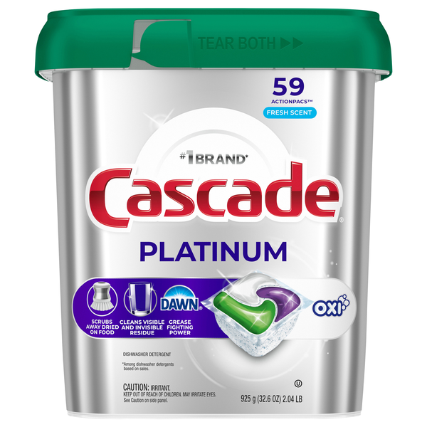 Cascade Platinum + Oxi Dawn Fresh Scent Dishwasher Detergent Pacs - 59 ct