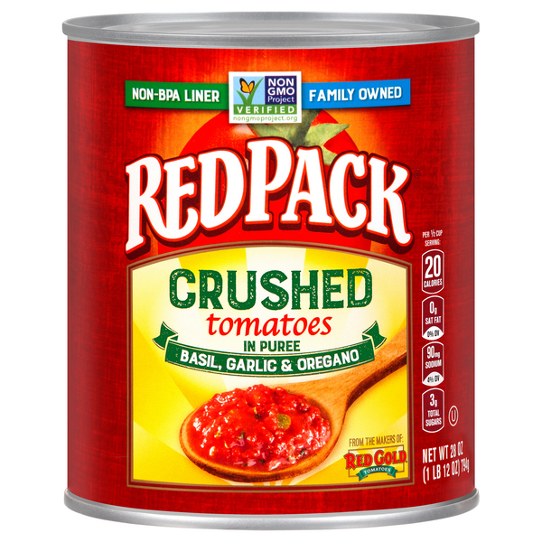 Save on Redpack Tomatoes Crushed in Puree with Basil, Garlic & Oregano