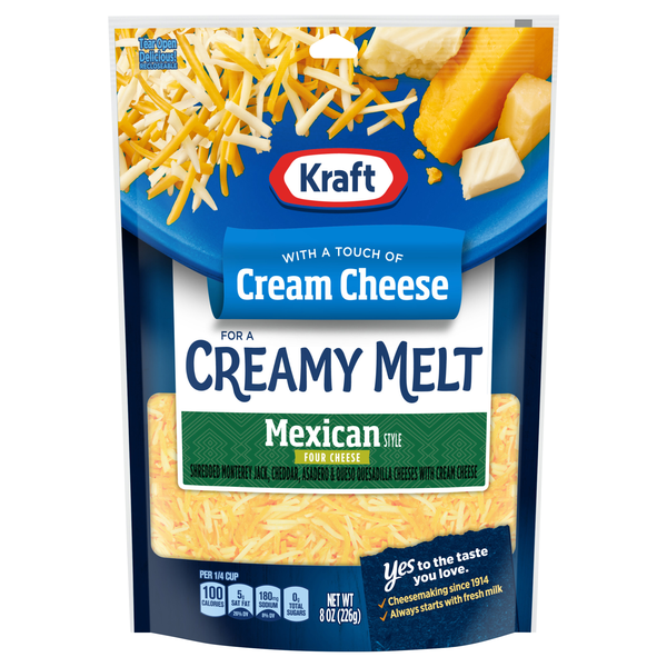 Kraft Creamy Melt Shredded Mexican Style Four Cheese