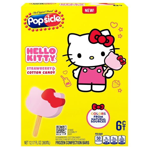 Popsicle Hello Kitty Strawberry & Cotton Candy Confection Bars - 6 ct