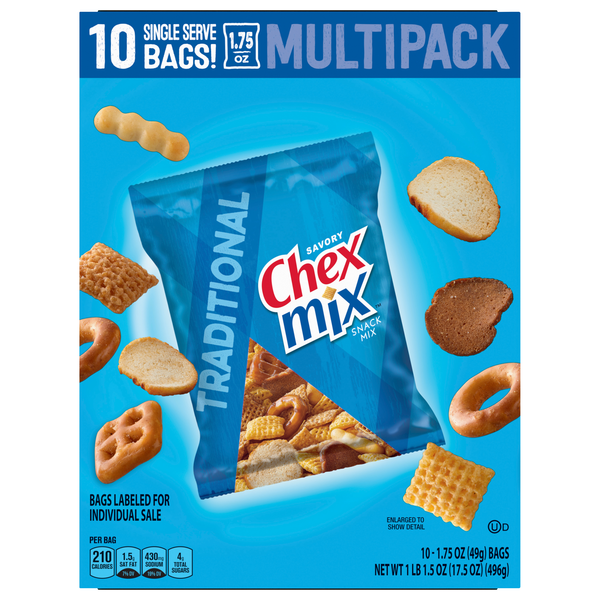 Chex Mix Snack Mix Savory Traditional Multipack - 10 ct