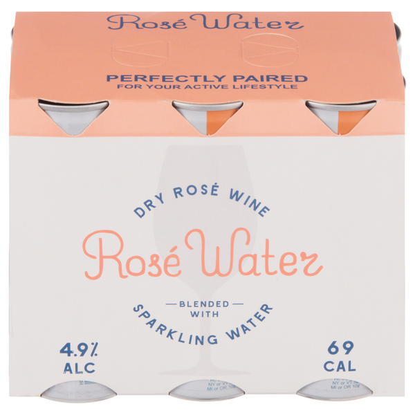 Rose Water Dry Rose Wine with Sparkling Water - 6 pk