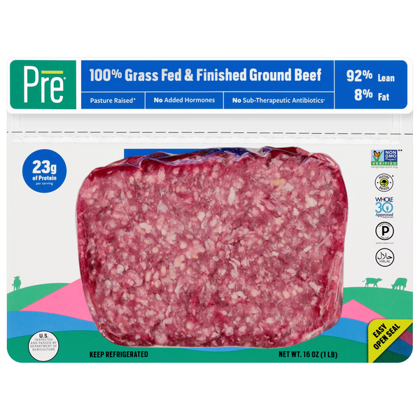 PRE Grass-fed 92% Lean 8% Fat Ground Beef Fresh