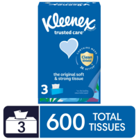 Kleenex Trusted Care 2-Ply Facial Tissue Flat Box 200 ct ea - 3 pk
