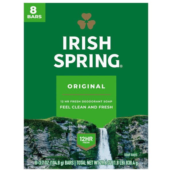 Irish Spring Original Clean Deodorant Soap Bars - 8 ct